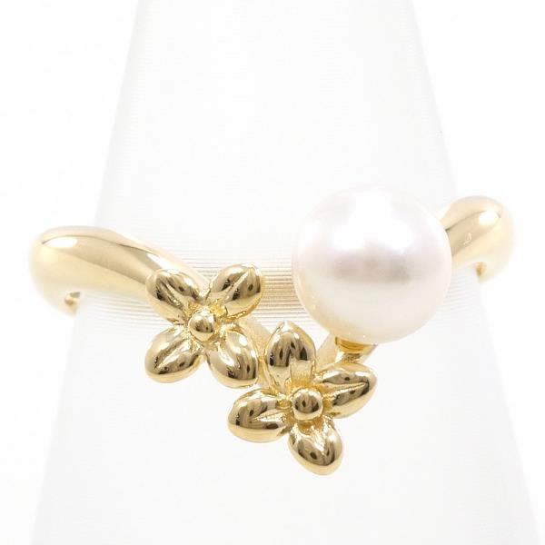 K18 Yellow Gold Pearl Ring 5.5 in Excellent Condition