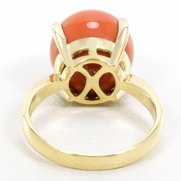 K18 Yellow Gold Coral Ring