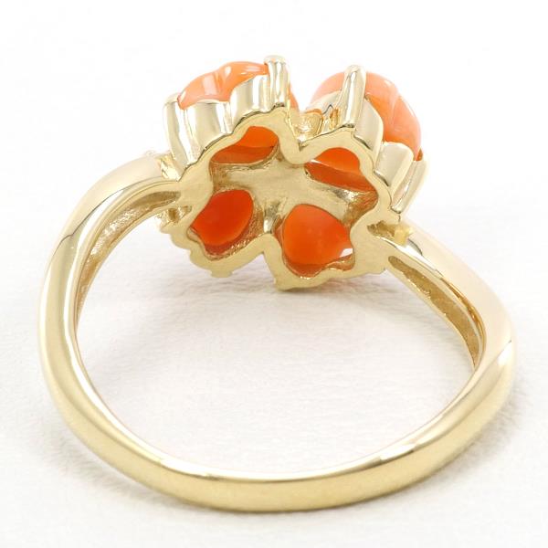 K18 Yellow Gold Ring with Coral in Excellent Condition