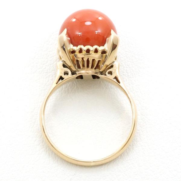 K18 Yellow Gold Coral Ring in Excellent Condition