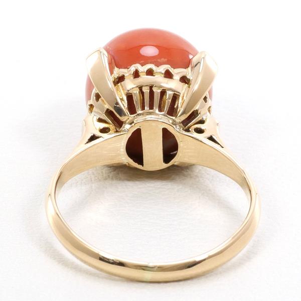 K18 Yellow Gold Coral Ring in Excellent Condition