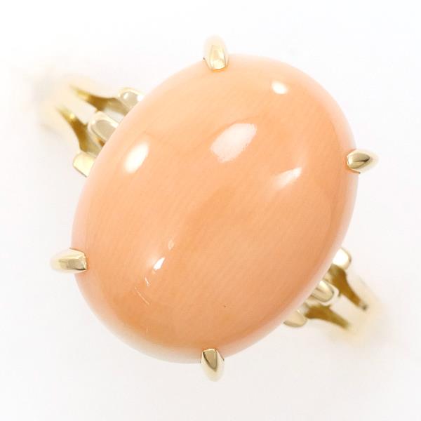 K18 Yellow Gold Coral Ring 13.5