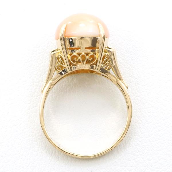 K18 Yellow Gold Coral Ring 13.5