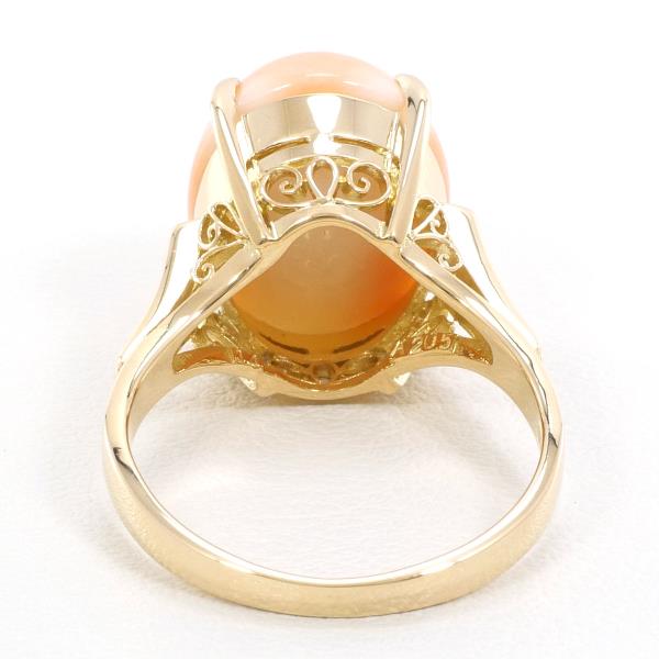 K18 Yellow Gold Coral Ring 13.5