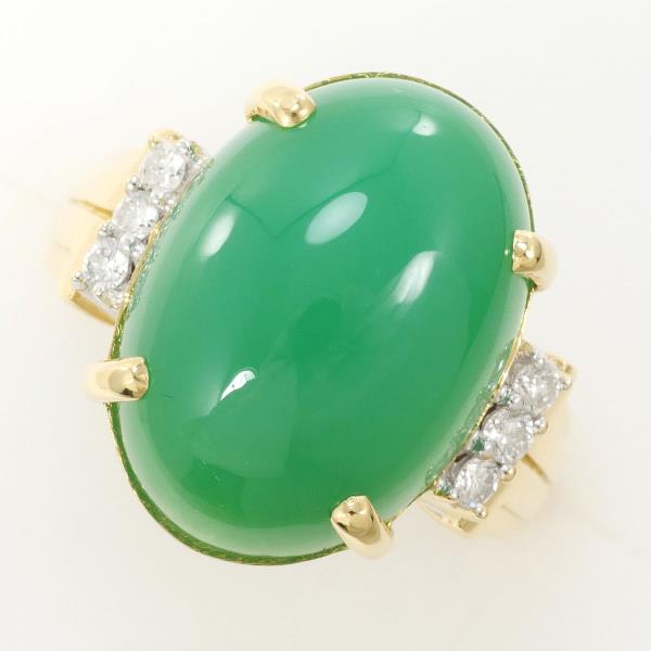 18K Yellow Gold Chrysoprase Diamond Ring 14.5