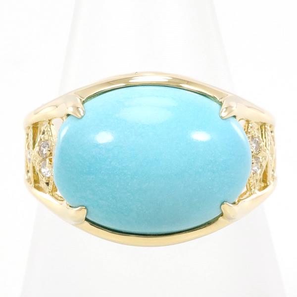 K18 Yellow Gold Turquoise Diamond Ring in Excellent Condition