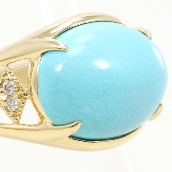 K18 Yellow Gold Turquoise Diamond Ring in Excellent Condition