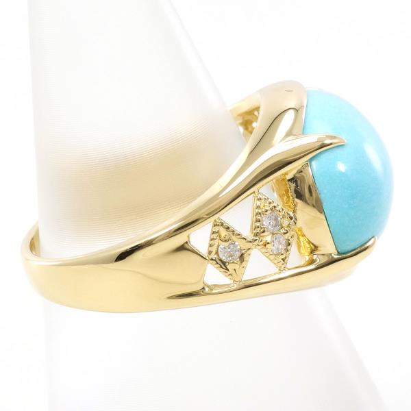 K18 Yellow Gold Turquoise Diamond Ring in Excellent Condition