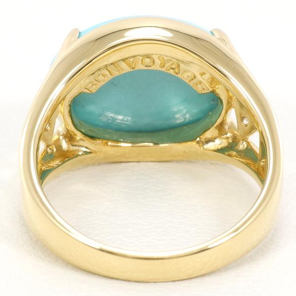 K18 Yellow Gold Turquoise Diamond Ring in Excellent Condition