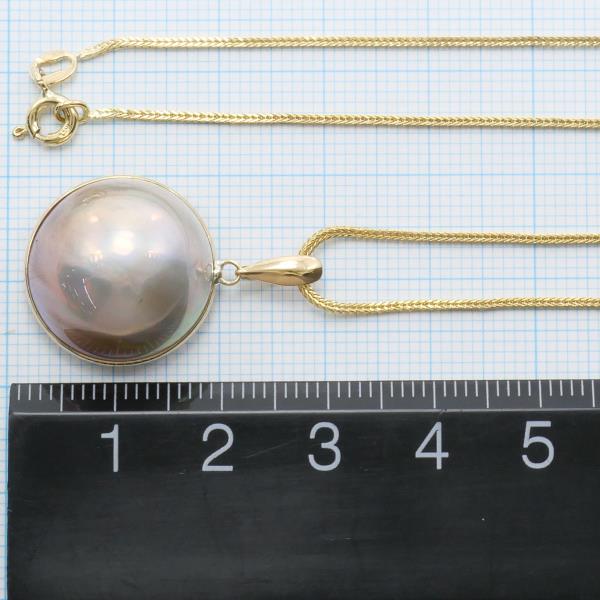 K18 Yellow Gold Necklace with Mabe Pearl in Excellent Condition