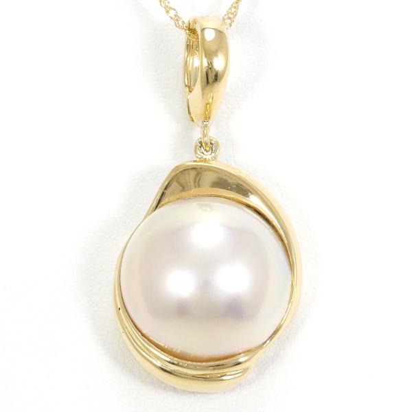 K18 Yellow Gold Necklace with Mabe Pearl in Excellent Condition