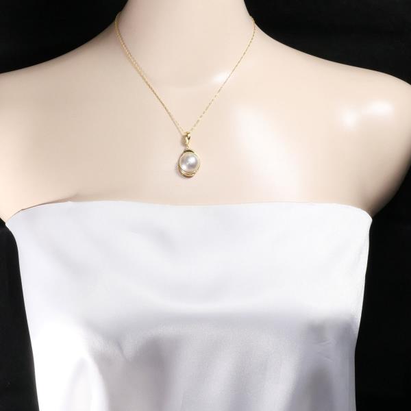 K18 Yellow Gold Necklace with Mabe Pearl in Excellent Condition