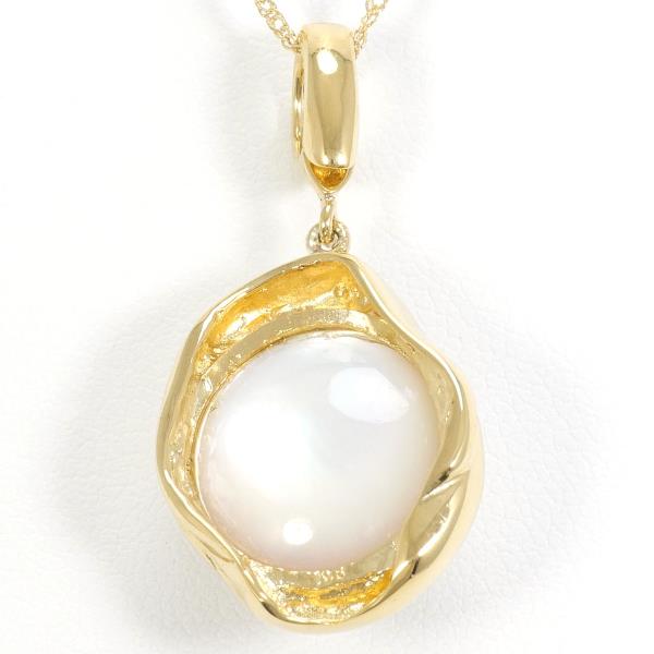 K18 Yellow Gold Necklace with Mabe Pearl in Excellent Condition