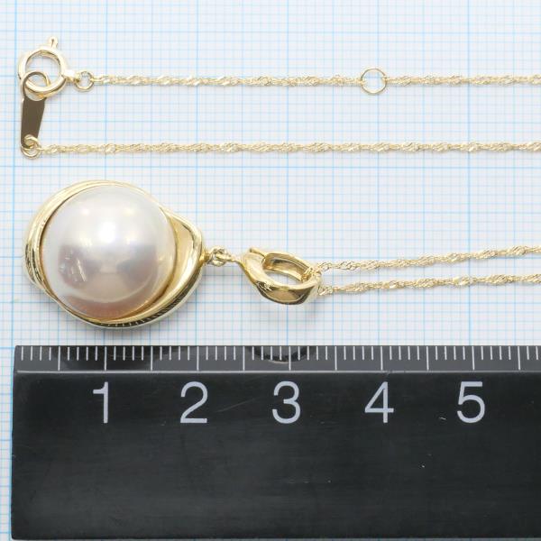 K18 Yellow Gold Necklace with Mabe Pearl in Excellent Condition