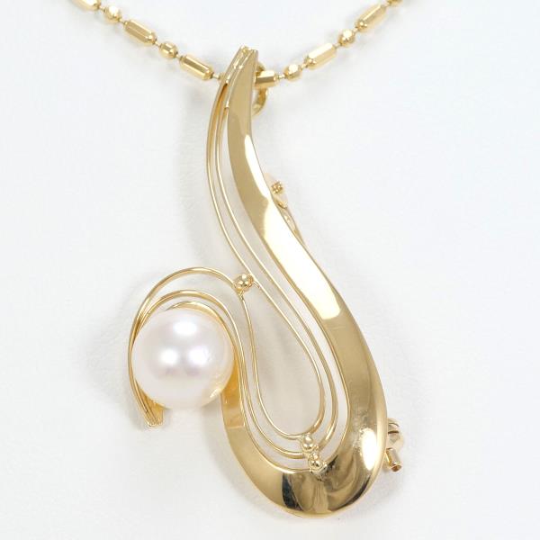 K18 Yellow Gold Akoya Pearl Necklace Brooch in Pristine Condition