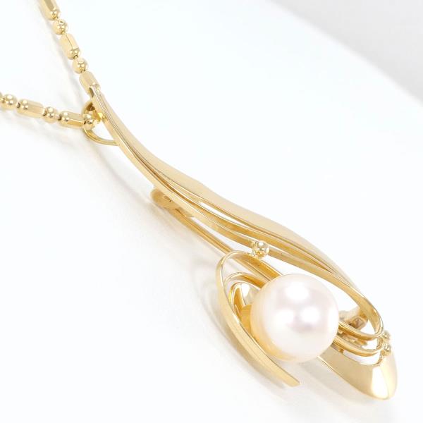 K18 Yellow Gold Akoya Pearl Necklace Brooch