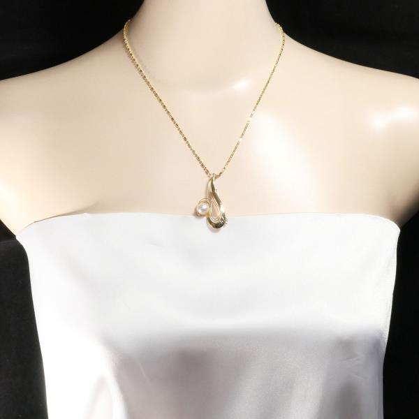 K18 Yellow Gold Akoya Pearl Necklace Brooch