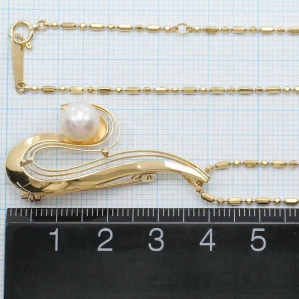 K18 Yellow Gold Akoya Pearl Necklace Brooch