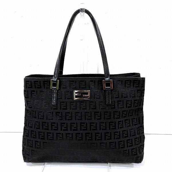 Fendi Zucchino Black Canvas Handbag in Good Condition