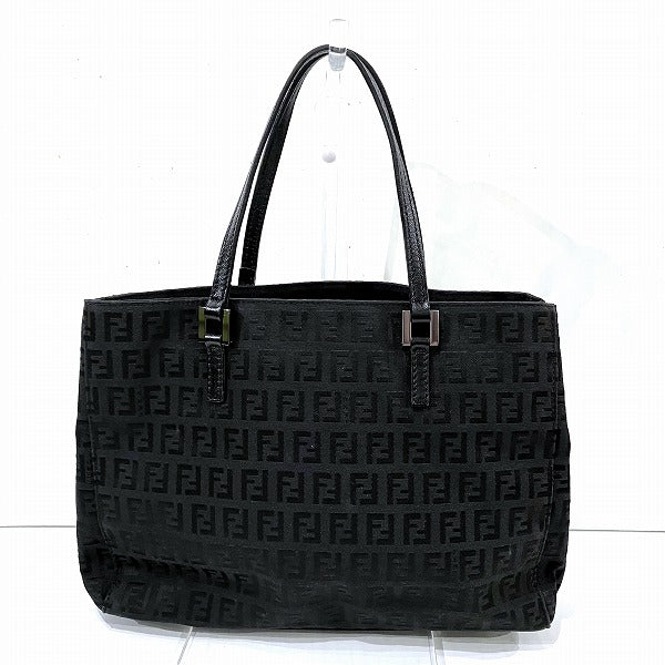 Fendi Zucchino Black Canvas Handbag in Good Condition