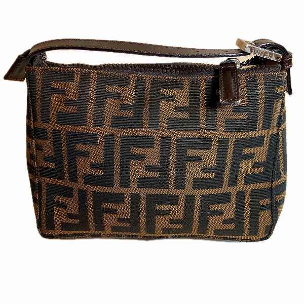 Fendi Zucca Nylon Leather Cosmetic Pouch in Fair Condition