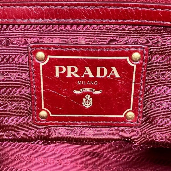 Prada Leather Handbag BL0727 Red in Good Condition