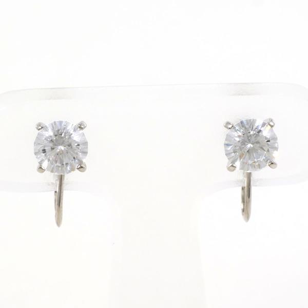 K18 White Gold Zircon Earrings in Great Condition