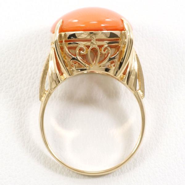 K18 Yellow Gold Coral Ring 12.5 in Excellent Condition