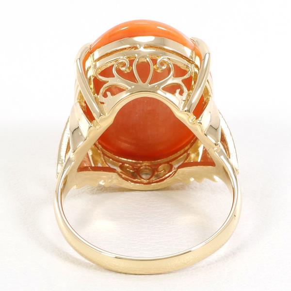 K18 Yellow Gold Coral Ring 12.5 in Excellent Condition