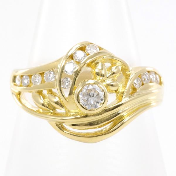 K18 Yellow Gold Diamond Ring 10.5 in Excellent Condition