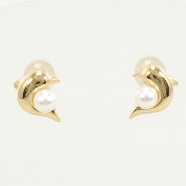 K18 Yellow Gold Pearl Earrings in Excellent Condition