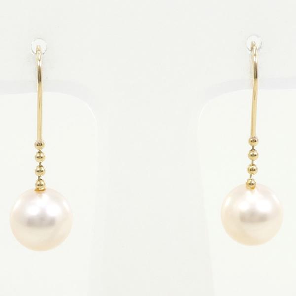 K18 Yellow Gold Pearl Earrings in Great Condition