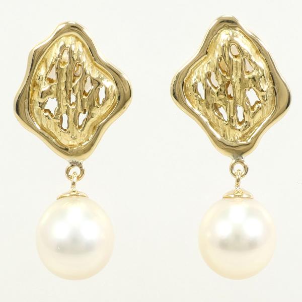 K18 Yellow Gold Pearl Earrings in Excellent Condition