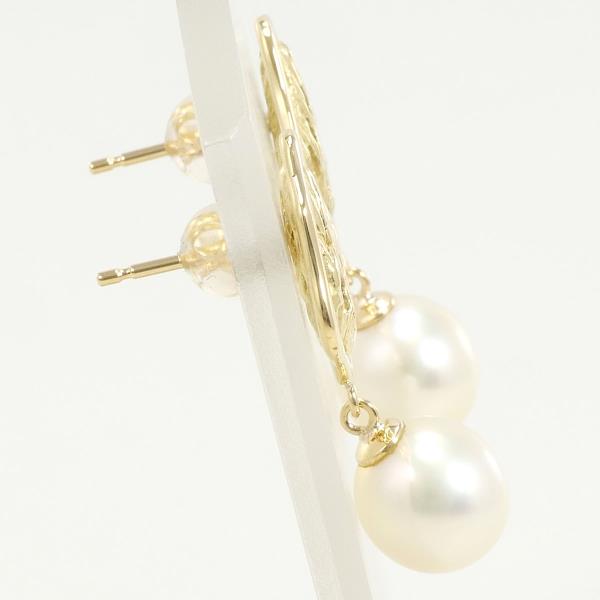 K18 Yellow Gold Pearl Earrings in Pristine Condition