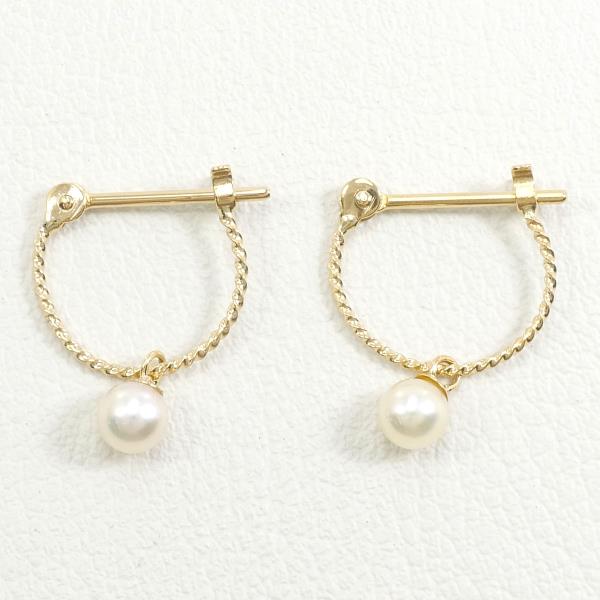 K18 Yellow Gold Pearl Earrings in Pristine Condition