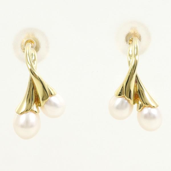 K18 Yellow Gold Pearl Earrings in Excellent Condition