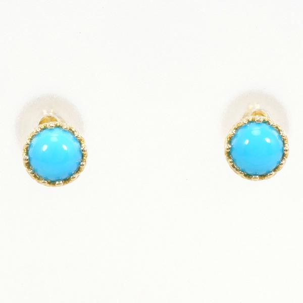 K18 Yellow Gold Turquoise Earrings in Excellent Condition