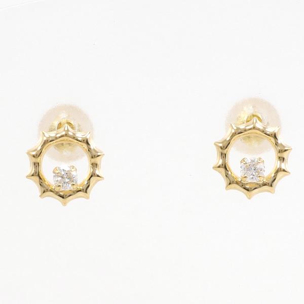 K18 Yellow Gold Diamond Earrings in Excellent Condition