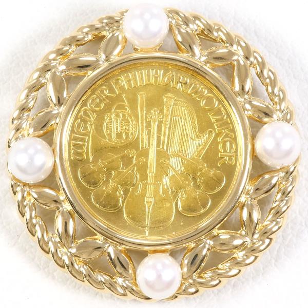 Vienna Harmony 1/10oz Gold Coin Pendant K24 K18 Yellow Gold Pearl in Excellent Condition