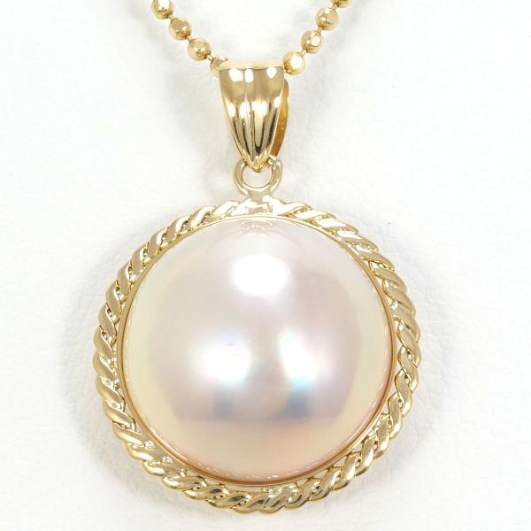 K18 Yellow Gold Necklace with Mabe Pearl in Excellent Condition