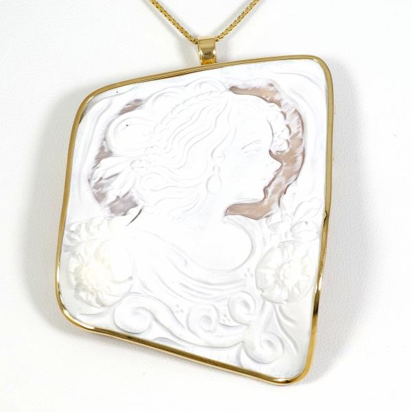 K18 Yellow Gold Necklace Brooch Shell Cameo