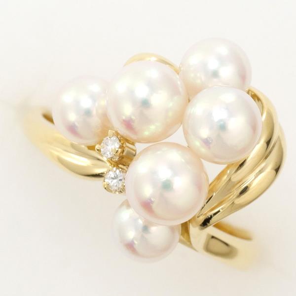 K18 Yellow Gold Pearl Ring with Diamond