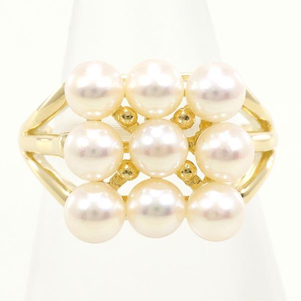 K18 Yellow Gold Pearl Ring 8.5 in Excellent Condition