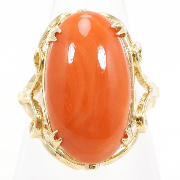 K18 Yellow Gold Coral Ring