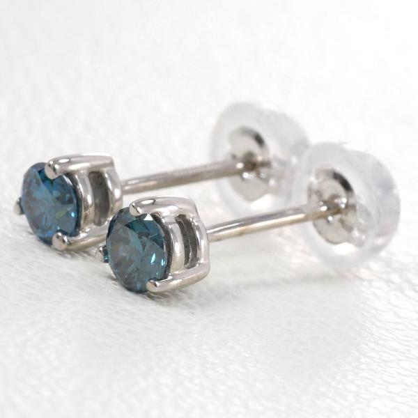 K18 White Gold Blue Diamond Earrings