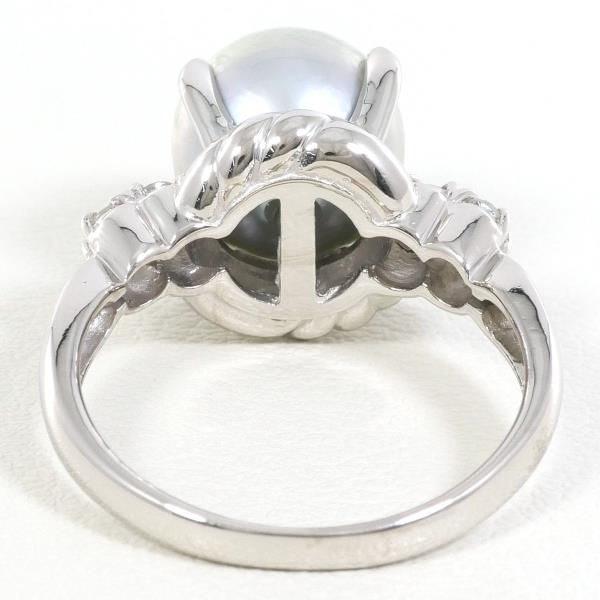 PT900 Platinum Ring with 9mm Pearl and 0.15ct Diamond in Excellent Condition