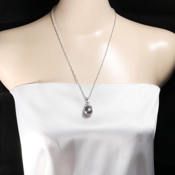 PT900 Platinum PT850 Necklace Black Pearl Diamond in Excellent Condition