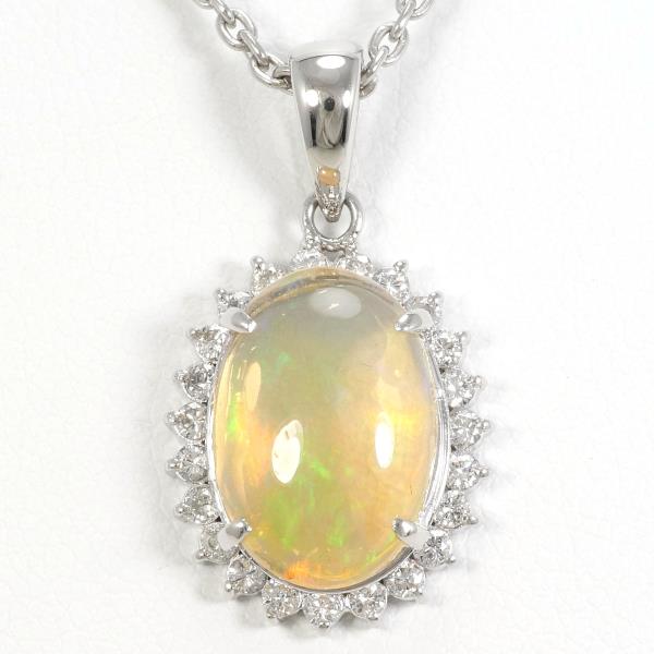 PT900 Platinum PT850 Necklace Opal 2.49 Diamond 0.36