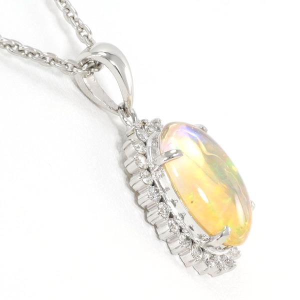 PT900 Platinum PT850 Necklace Opal 2.49 Diamond 0.36 in Excellent Condition