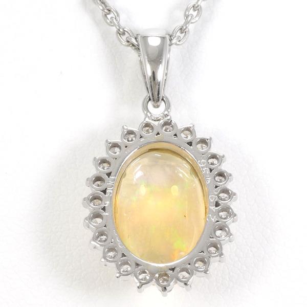 PT900 Platinum PT850 Necklace Opal 2.49 Diamond 0.36 in Excellent Condition